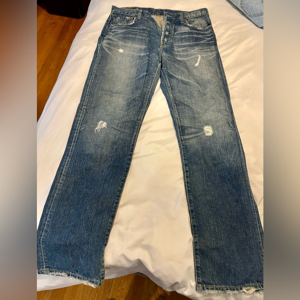 Vintage Levi's 501 Jeans 34x32.5 Distressed Blue Denim Red tab jeans